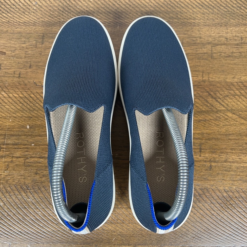 Rothy's Shoes Women 8.5 Navy Blue Original Slip On Sneaker Casual Comfort Tennis - Picture 5 of 10